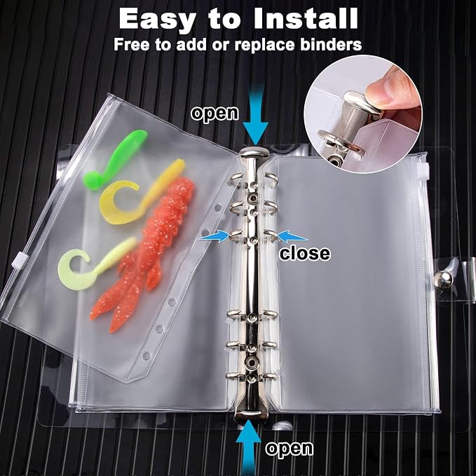 Dr.Fish Bait Binder Bags Worm Wallet Binders Travel Portable Compact Tackle Storage for Soft/Hard Baits, Leaders, Lines, Rigs