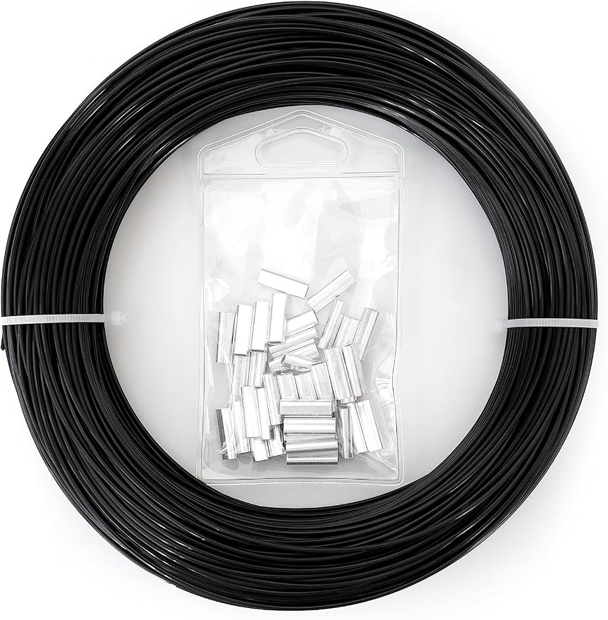BLUEWING 50/100yd Outrigger Line Rigging Kit Mono with 20pcs/40pcs Aluminum Sleeve Crimps and 1.9mm 400LB Test Monofilament Fishing