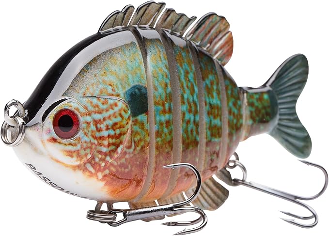 BASSDASH SwimPanfish Multi Jointed Panfish Bluegill Swimbaits Hard Topwater Bass Lures Fishing Lure Crank Saltwater 3.5in/0.85oz,Pack of 4