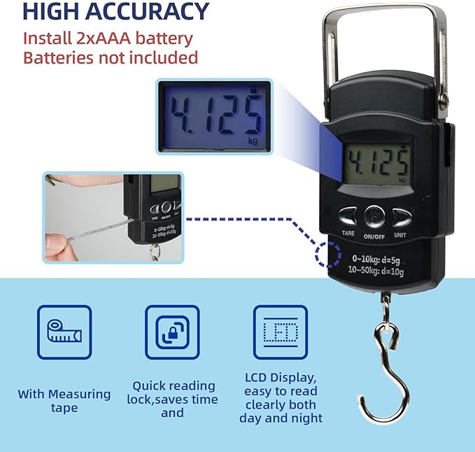 RAWILL Fishing Kit,Filleting Knife,Hook Remover,Fish Grip, Line Cutter,Fishing Scale, Pliers with Lanyards,Not Include Batteries