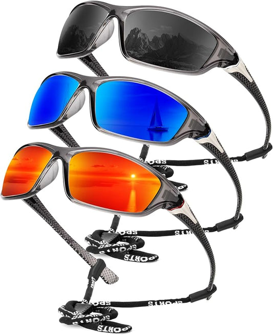 KALIYADI 4 Pack Polarized Sunglasses-Men Sports Sun-glasses: Mens Sunglasses UV Protection for Fishing Driving Cycling