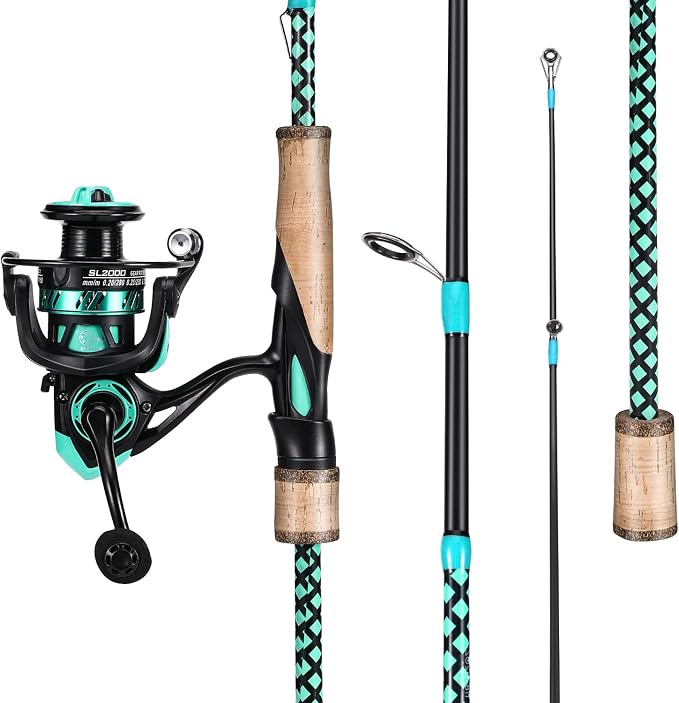 Sougayilang Fishing Rod Combo, Fast Action 2 Pieces Fishing Pole with Spinning Reel for Saltwater and Freshwater