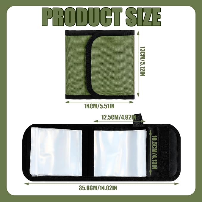2 Pack Fishing Tackle Binder 20 Pockets Fly Fishing Leader Tippet Line Wallet Leader Organizer Case Lure Storage Bag for Pre-tied Rigs, Leaders, Soft Baits and Lines(Military Green)
