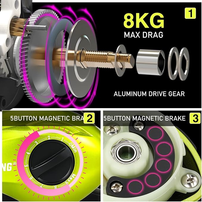 One Bass Fishing Rod Reel Combos, Spinning & Casting Combo, Graphite 2Pc Blanks, Stainless-Steel Guides, Super Polymer Handle