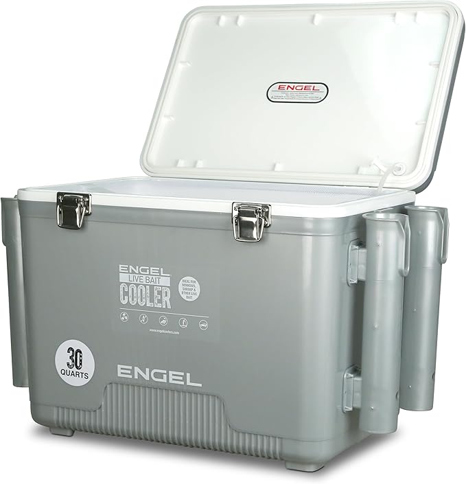 ENGEL Live Bait Cooler PRO for Fishing - Portable Minnow and Bait Bucket with Lithium-Ion Rechargeable Aerator