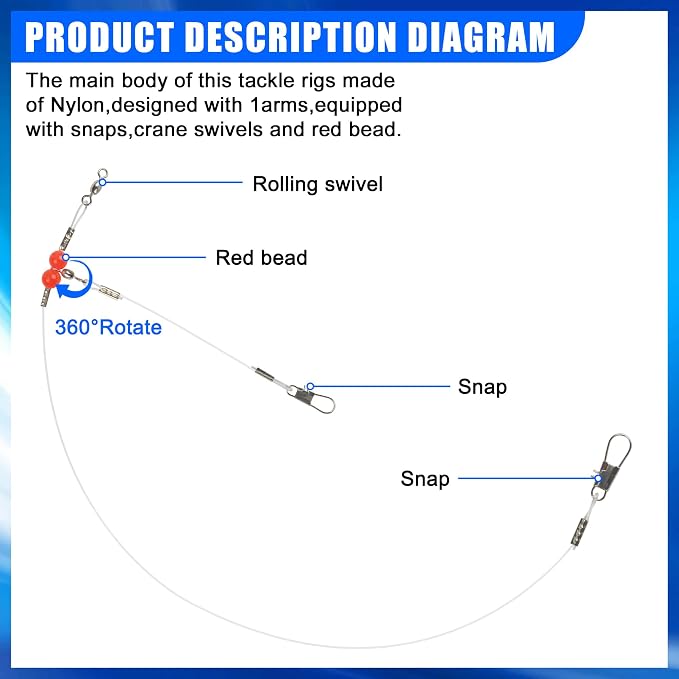 Fishing Leaders Saltwater Tackle Rig Surf Fishing Rigs with Swivel Snaps High Strength Wire Leader Bottom Rigs Fishing Gear Equipment for Lures Bait Hooks