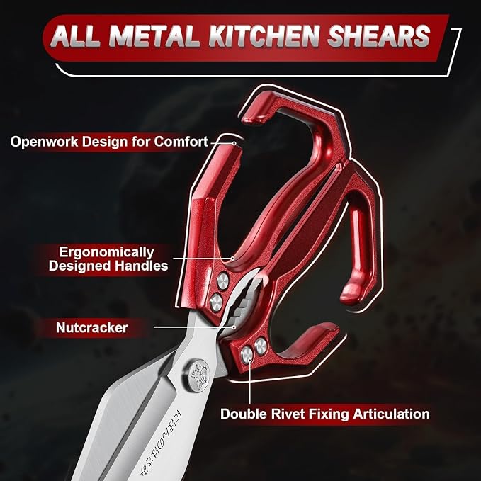 Dream Reach Kitchen Shears Set - Heavy Duty Kitchen Scissors for Food with Ergonomic Handle, Poultry Shears for Chicken, Meat, Seafood, Bone Cutting, Gifts for Men Women