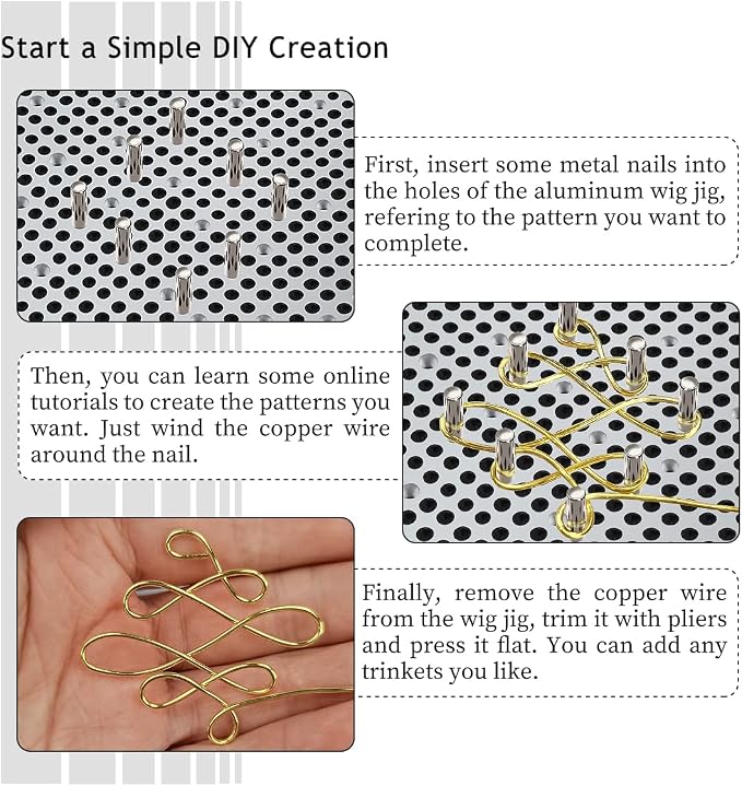 The hobbyworker Wire Bending Jig,Includes 30 Metal pegs for Jewelry Making Tools and Wire Wrapping Supplies
