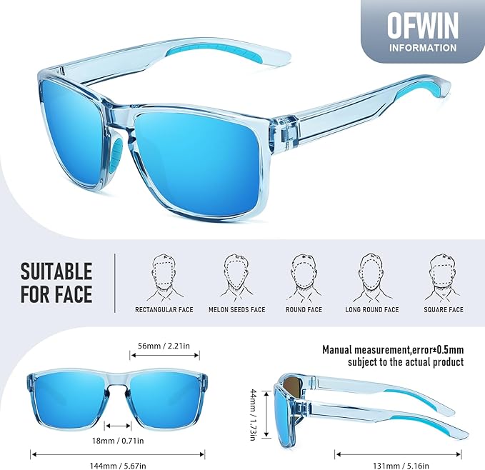 Sports Polarized Sunglasses for Men Women UV Protection Unbreakable Driving Running Fishing Hiking Sun Glasses