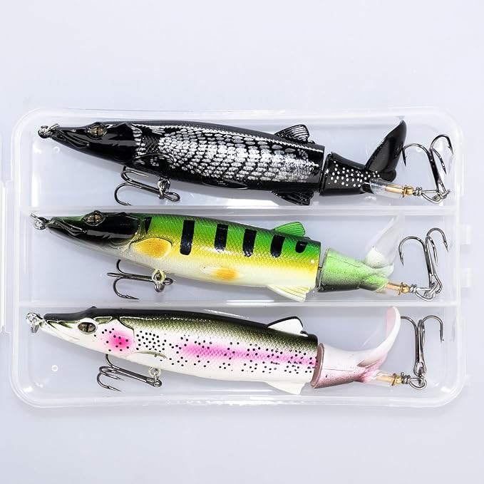 Bass Fishing Lures, Jointed Swimbait Glide Bait for Bass, Trout & Pike – Lifelike Fishing Lure with 3D Eyes, Built-in Rattle Chamber, Triple Hook – Realistic Fishing Lures for Freshwater & Saltwater