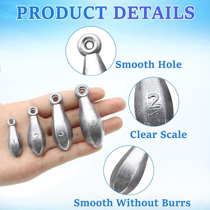 Fishing Weights Sinkers Bank Fishing Lead Sinkers Bullet Fishing Weights Ocean Saltwater Surf Fishing Gear Fishing Assortment 1oz 2oz 3oz 4oz