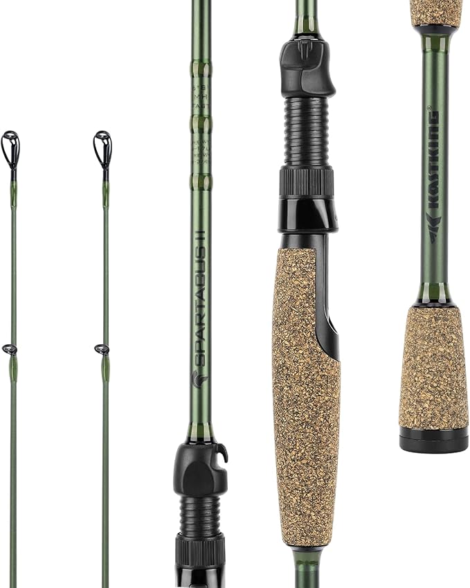 KastKing Spartacus II Fishing Rods - IM6 Graphite Blanks Casting & Spinning Rods, 2-Piece Rods with Extra Tip Section, PTS Power Transition System, KastFlex Technology, Rubber Cork Handle