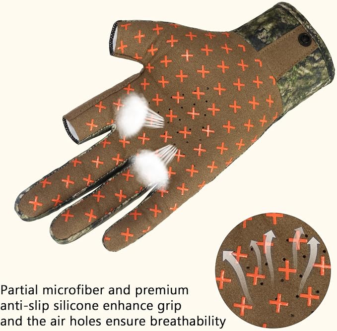 BASSDASH Unisex Fingerless Camo Hunting Gloves for Men's Women's Early Season Warm Weather UPF 50+ Lightweight Fishing Photography HG03