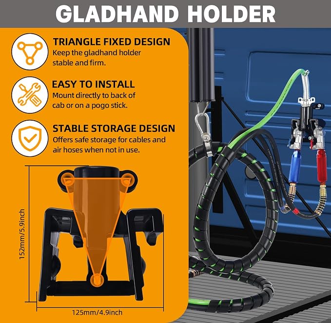 KOOTANS 12FT Semi Truck Air Line Kit with Gladhands, Handles, Holder, Tender Spring Kit 3 in 1 Air Brake Hoses and 7 Way Trailer Cord Air Lines Set for Semi Truck Trailer Tractor