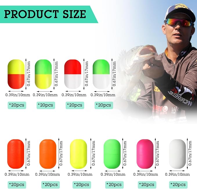 Skylety 100 Pieces Pompano Rig Floats for Surf Fishing Pill Snell Fishing Floats Making Kit for Trout Catfish Walleye