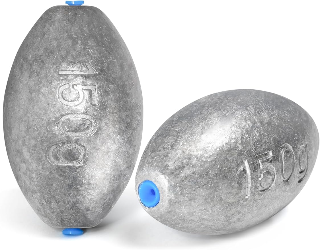BLUEWING Egg Sinkers Fishing Weights Oval Shaped Fishing Sinkers Lead Fishing Sinker for Saltwater Fishing，1/8 oz to 7 oz