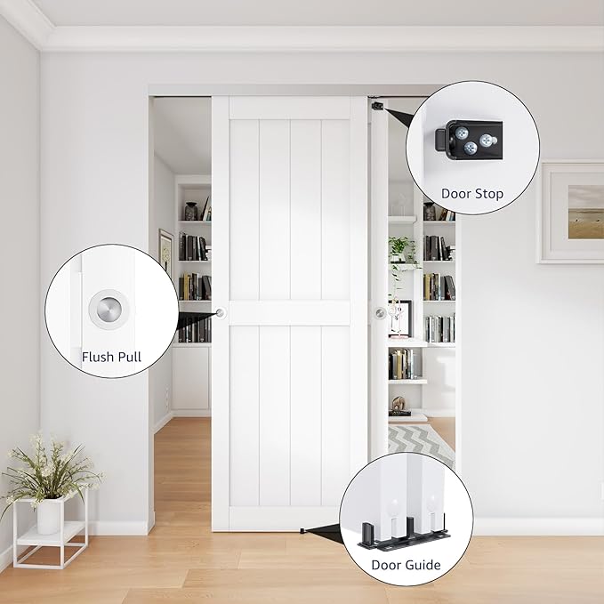 5FT Bypass Door Hardware, Closet Door Track Kit, Top-Mounted Style, Made of Heavy Duty Aluminum, Smoothly and Quietly, for 2 Doors System - Fit Min Door Panel Width of 30.5in, Silver