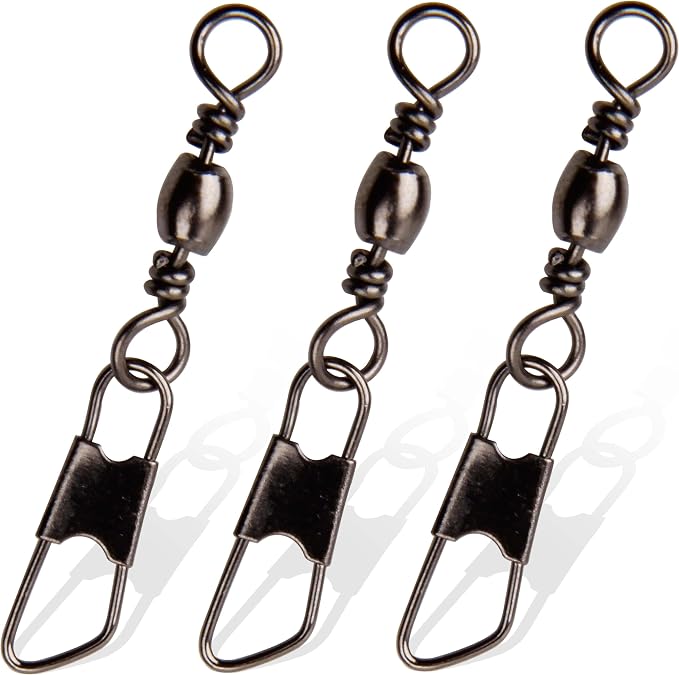 AGOOL Fishing Swivels Snaps, 60/120pcs Barrel Swivel Safety Snaps Stainless Steel Swivels Fishing Tackle Lure Leader Line Connector High Strength for Saltwater Freshwater