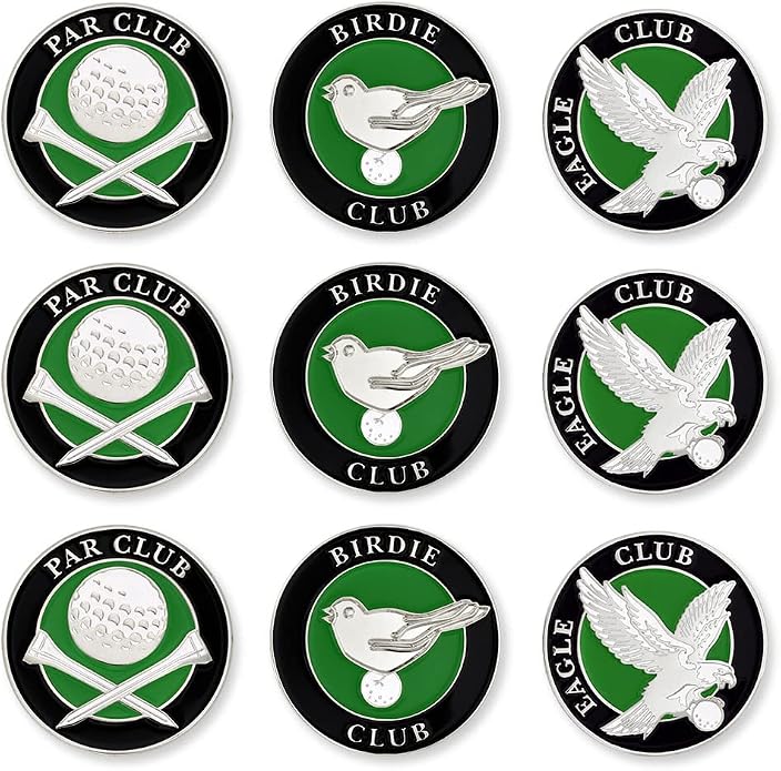 PinMart’s Mix Bundle Pack of 9 Golf Ball Markers - Golf Accessories for Men and Women – United States Eagle and American Flag Magnetic Ball Markers Set of 9