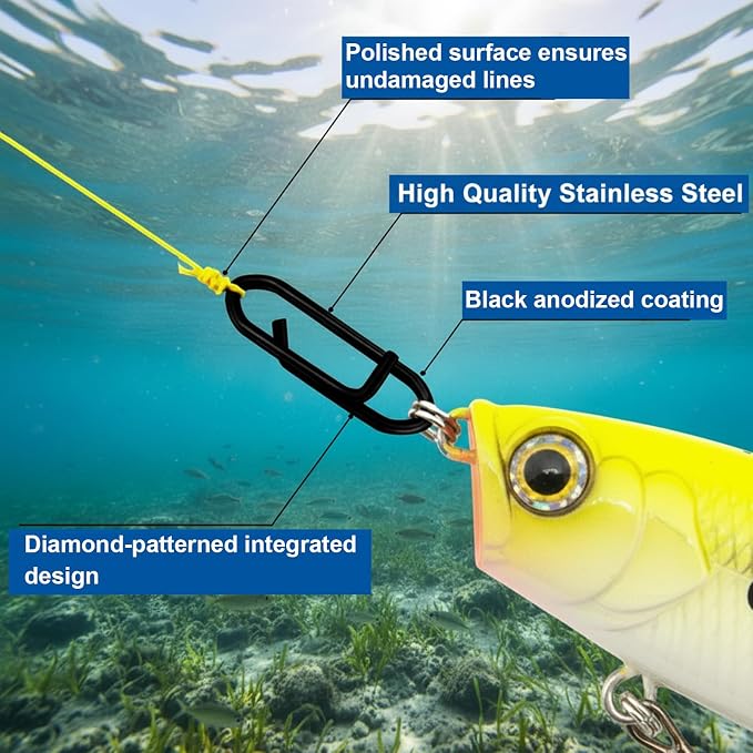 50 Pack Speed Clips for Fishing Lures, 25LB High Strength Fishing Speed Clips 304 Stainless Steel Quick Clip Lure Connectors for Freshwater and Saltwater Crankbait Tackle Snaps Power Snap Clip