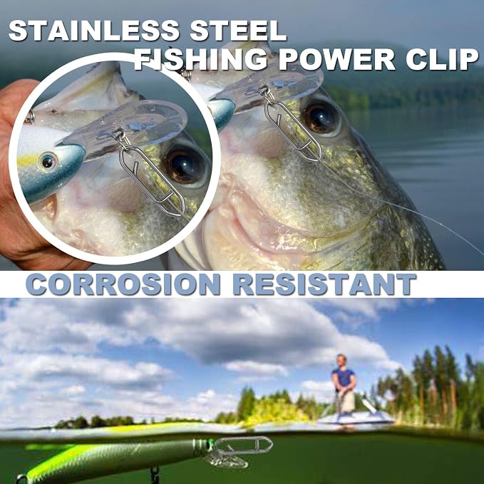 200pcs Fishing Power Clips, High Strength Speed Clips Stainless Steel Quick Change Clip, Freshwater Saltwater Crankbait Popper Lures Fast Link Snap Connector