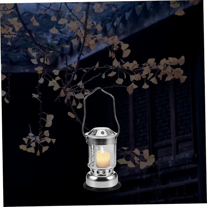 BESPORTBLE Stylish Silver Candle Lantern Aluminium Alloy Camping Light for Night Fishing Outdoor Activities Easy to Hang Portable Candle Lamp for Versatile Use