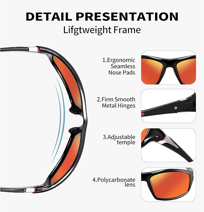 Polarized Sports Sunglasses For Men Women Unbreakable Frame Cycling Driving Fishing UV400 Protection