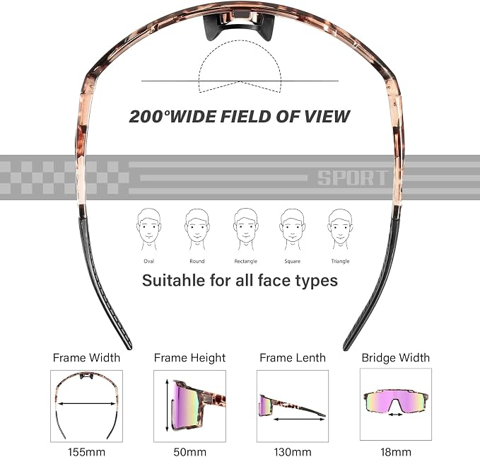 Polarized Sport Sunglasses Men Cycling Driving Fishing UV Protection Sun Glasses Lightweight Big Frame Mountain Bike Goggles
