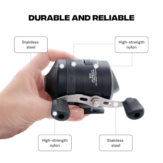 BALLISTA Spincast Bowfishing Reel Slingshot Bow Fishing, Stainless Steel, Left/Right Reversible Handle