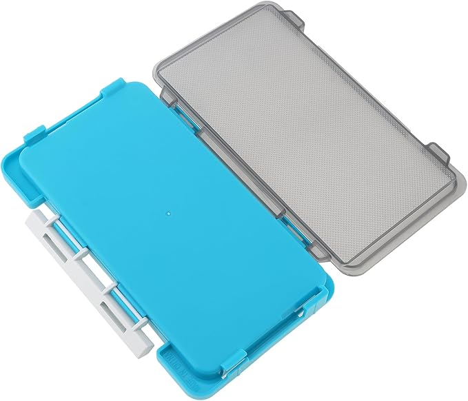 Fishing Tackle Box Slit Foam Case, Super Slim Fishing Lures Jig Box Hooks Spinners Spoons Storage Tackle Tray, (6.8 * 3.8 * 0.8inch) (Blue)