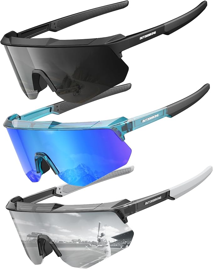 Polarized Sports Sunglasses for Men Women, UV400 Protection Mens Sunglasses Wrap Around Sun Glasses for Cycling Running