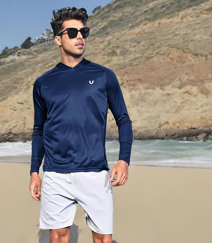 NORTHYARD Men's UPF 50+ Rash Guard Hoodie Long Sleeve Sun Protection Shirt Fishing Swim Beach Hiking Quick Dry Lightweight