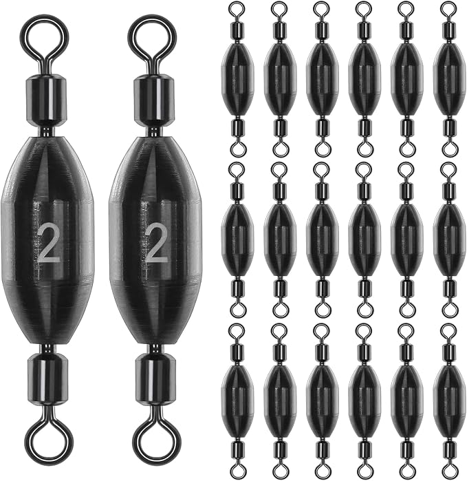 20Pcs Fishing Weights Swivel Brass Sinkers Fishing Weights Saltwater Freshwater Bullet Sinkers Fishing Weight with Swivel Rolling
