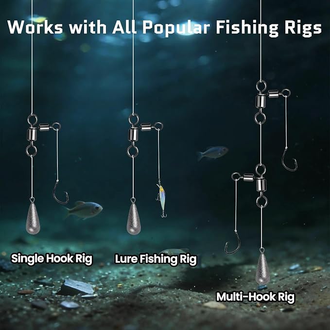 FishTrip 3 Way Fishing Swivels Tackle, 25/50PCS Heavy Duty Three Way Barrel Swivels for Bottom & Dropper Rigs, Corrosion Resistant 3-Way T-Turn Swivel for Freshwater & Saltwater Fishing 7LB-209LB