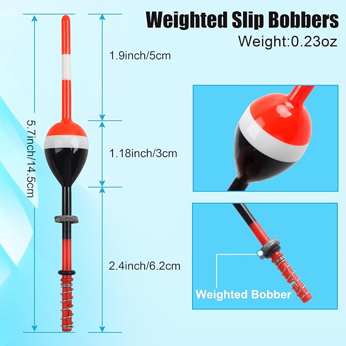 SILANON Wood Slip Bobbers Fishing Floats and Bobbers Spring Oval Stick Slip Floats for Crappie Catfish Trout Panfish Walleyes Fishing 5/10pcs