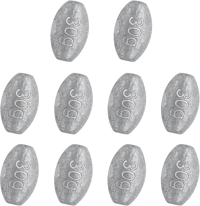 Egg Weights Fishing Sinkers Weights Assortment Lead Oval Shaped Drop Weights Sinker Tackle for Freshwater Saltwater Fishing Bass Casting