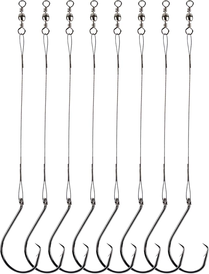 Fishing Circle Hooks Saltwater 50pcs Leader Hook Rigs for Catfish Bass With Offset Hooks