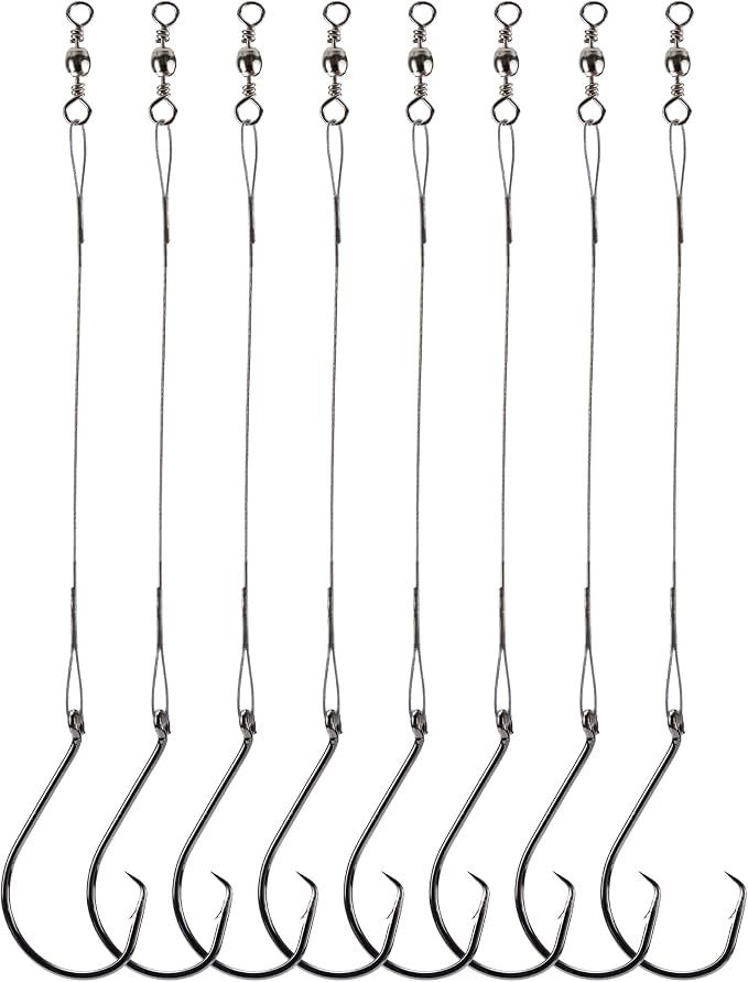 Fishing Circle Hooks Saltwater 50pcs Leader Hook Rigs for Catfish Bass With Offset Hooks