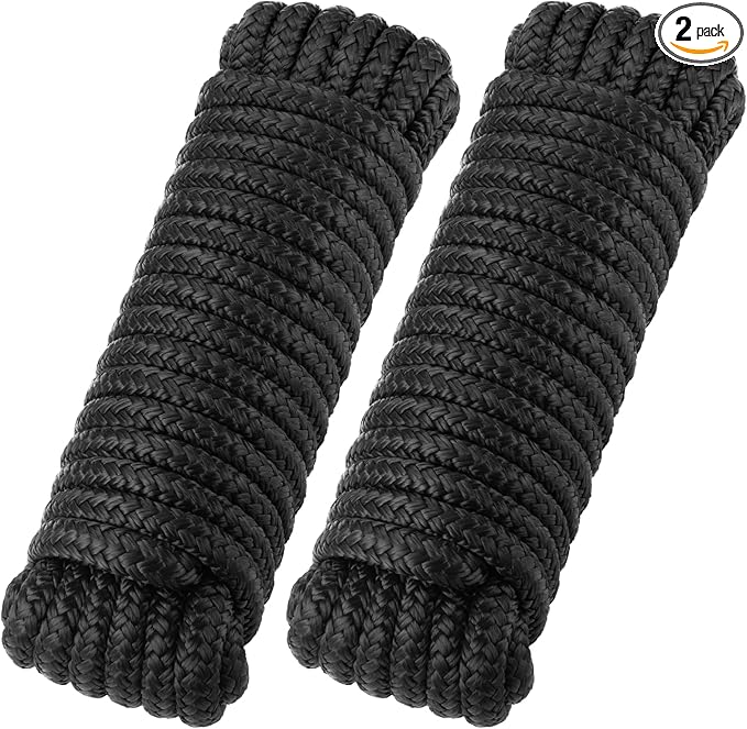 Premium Marine-Grade Dock Lines - 2 Pack 1/2" x 35' Strength-Tested Double Braided Nylon Boat Ropes with 12" Security Loops | Heavy-Duty Docking & Mooring Rope