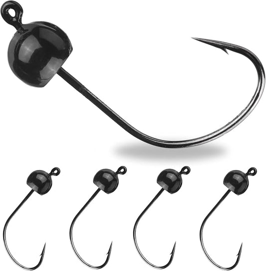 Reaction Tackle Tungsten Wacky Jig Heads - 5-Pack for Bass Fishing Jigs, Weedless Option Wacky Worm Hook - Finesse Jig for Soft Plastics