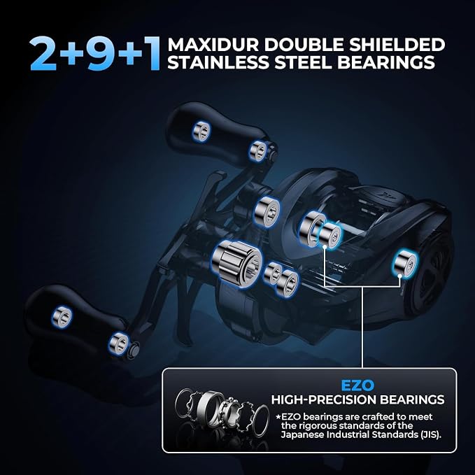 KastKing Mg-Ti Elite Baitcasting Reel with True Titanium Spool, Halo Vortex Magnetic Braking System, Digi-Cut Magnesium Body Frame, TiCon Carbon Fiber Side Covers, 2+9+1 Ball Bearings