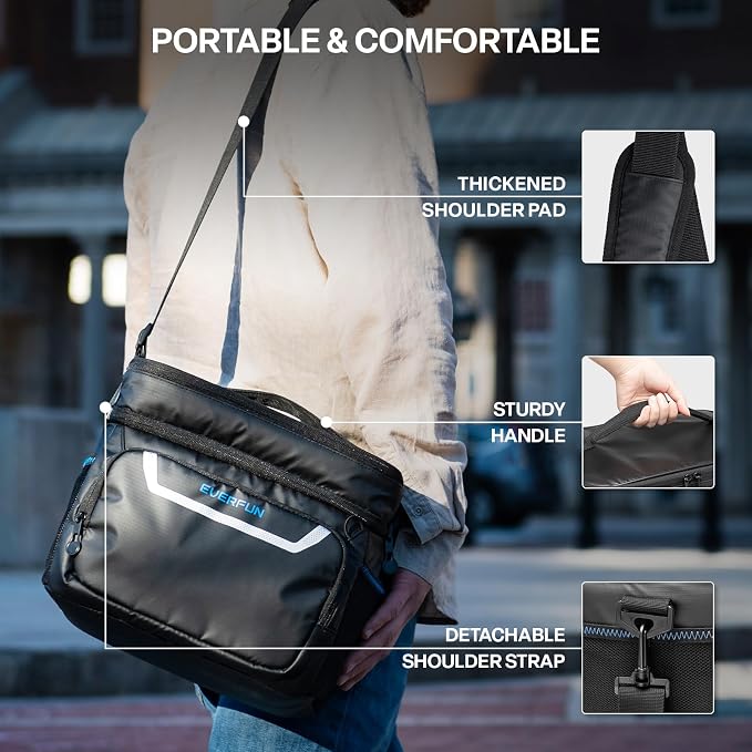 EVERFUN Small Compact Cooler Bag 24/48 Can Insulated Lunch Box Double Deck Soft Leak-Proof Waterproof Collapsible Ice Chest for Men Women Work Travel Car Trip Picnic Beach
