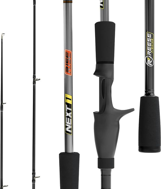 Next 1 Freshwater Bass Fishing Rod, 6'8"-7'6", 20/30-Ton Graphite, SeaGuide Zirconia Guides, 1-Piece Baitcaster Rod for Crankbait, Swimbait, BFS