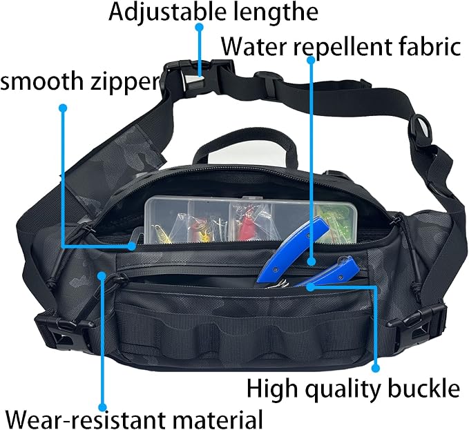 Fishing Fanny Pack for Men -Fishing Fanny Pack-Lightweight and Fishing Sling Pack