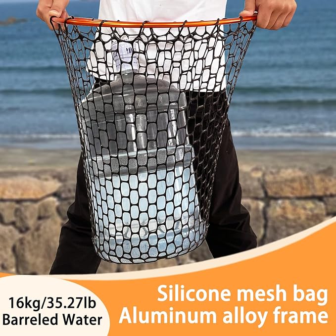 Telescoping Metal Lock Fishing Net Blue Aluminum Alloy Rubber Fish Net - Adjustable Length Lightweight Foldable Large Fishing Net with Handle Collapsible Extendable Fishing Accessories