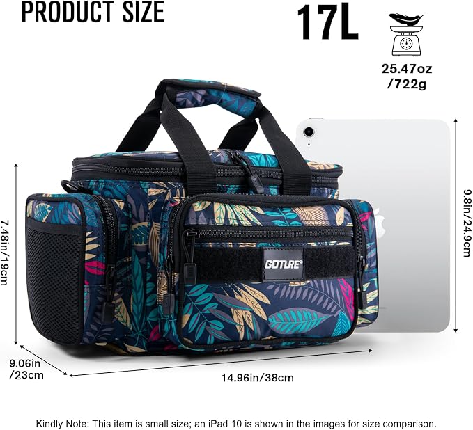 Goture Fishing Tackle Bag, 600D Water-Resistant Soft Side Crossbody Sling Bag for Men & Women,Small Gear Storage Tactical Bags for Saltwater & Freshwater,Fits 3 3600 Tackle Boxes(Not Included)