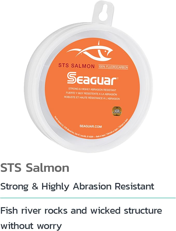 Seaguar STS Salmon 100% Fluorocarbon Fishing Line Leader, 100yd Spool, Clear, Multiple Sizes