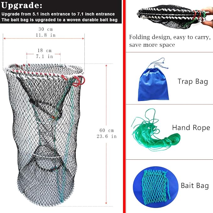 Drasry Crab Trap Bait Lobster Crawfish Shrimp Portable Folded Cast Net Magic Collapsible Fishing Traps Nets Accessories for Blue Crabs