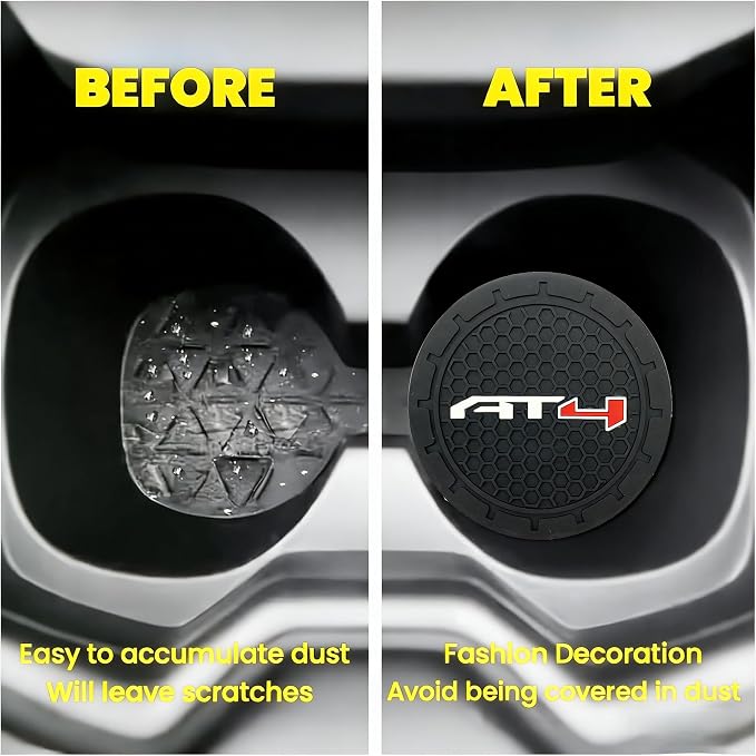 2 Pack GMC AT4 Car Cup Holder, Non-Slip Cup Coasters for Fashion car Interior Accessories,Decorative Car Cup Mat, Diameter 2.75 Inch