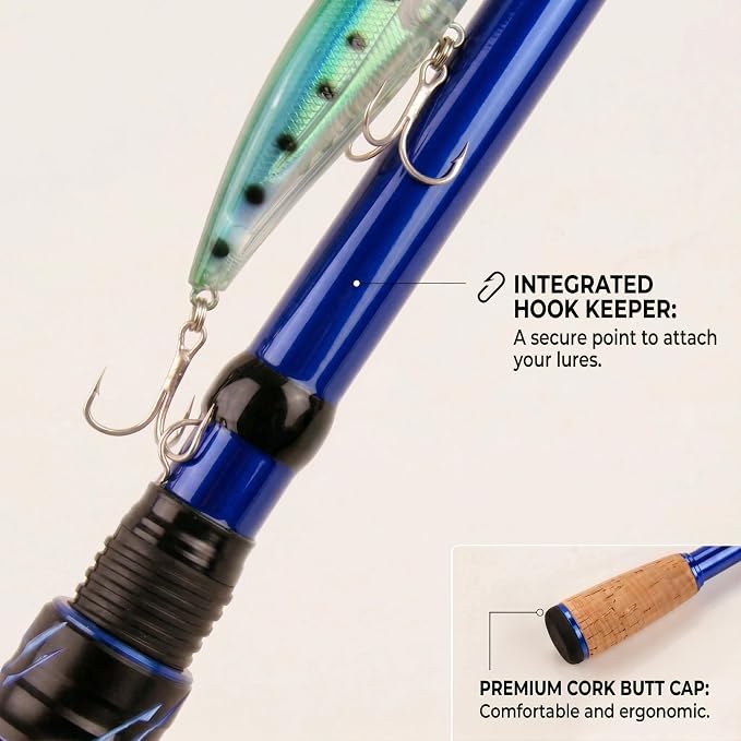 Portable Fishing Rods,Telescopic Spinning Rod with 24T Carbon Blanks & Solid Carbon Tip, Cork Handle Collapsible Rods, Easy to Travel